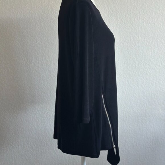 Chico’s Travelers Black Tunic Top with Zipper Detail Size 2 (12/14) - Picture 4 of 7